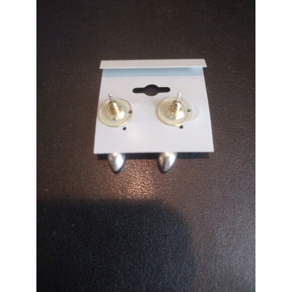 Sterling Silver Football Shaped Earrings With Blue Topaz Accent - Picture 2 of 3